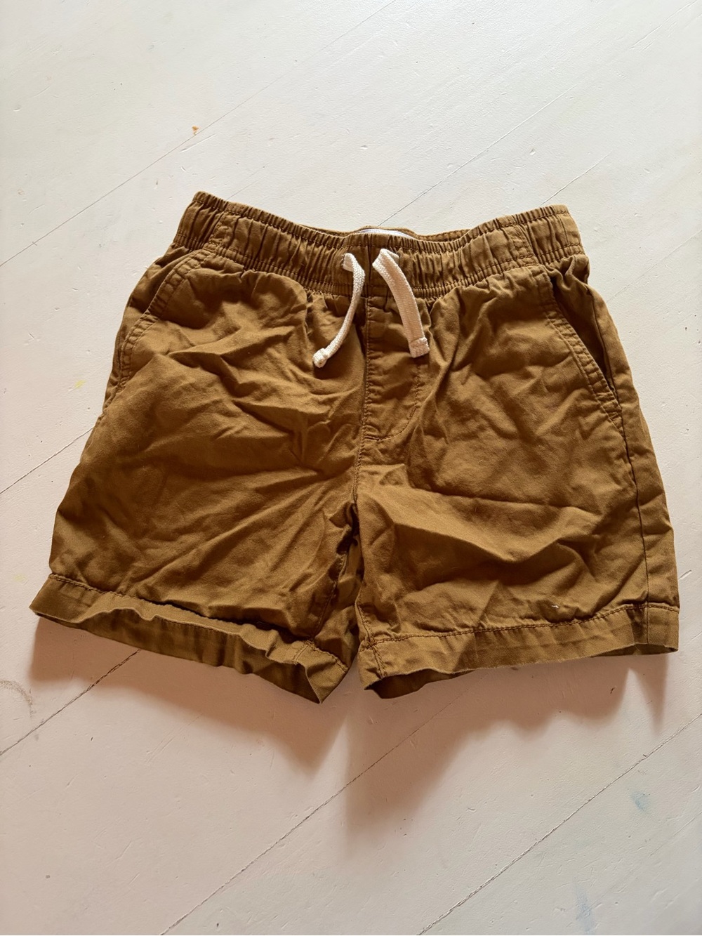 Kids Casual Drawstring Shorts in Brown